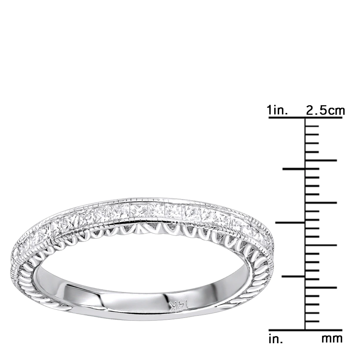14K White Gold Princess Cut Diamond Wedding Band For Women Vintage Style 0.5ct 8 14K White Gold Princess Cut Diamond Wedding Band For Women Vintage Style 0.5ct - Image 6