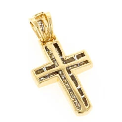 14K Yellow Gold Princess Diamond Cross Pendant 0.76ct 10 14K Yellow Gold Princess Diamond Cross Pendant 0.76ct -H'Hen Sale Store 14k gold princess diamond cross pendant 076ct p 6610 backye