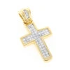 14K Yellow Gold Princess Diamond Cross Pendant 0.76ct