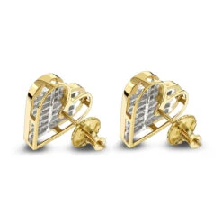 14K Yellow Gold Princess Diamond Heart Earrings 0.88ct -H'Hen Sale Store 14k gold princess diamond heart earrings 088ct p 6337 backye