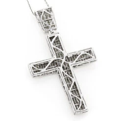 14K White Gold Princess Invisible Diamond Cross Pendant 7.53 -H'Hen Sale Store 14k gold princess invisible diamond cross pendant 753 p 35767 backwh
