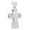 14K White Gold Princess & Round Diamond Cross Pendant 2.28ct