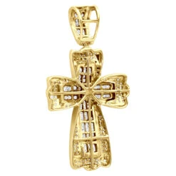 14K White Gold Princess & Round Diamond Cross Pendant 2.28ct -H'Hen Sale Store 14k gold princess round diamond cross pendant 228ct p 6597 back yellow