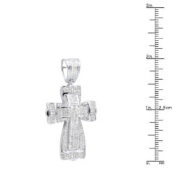 14K White Gold Princess & Round Diamond Cross Pendant 2.28ct -H'Hen Sale Store 14k gold princess round diamond cross pendant 228ct p 6597 ruler white