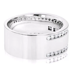 14K White Gold Princess Round Diamond Men's Ring Comfort Fit Diamond Band 2.15ct -H'Hen Sale Store 14k gold princess round diamond mens ring comfort fit diamond band215ct backwh