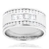 14K White Gold Princess Round Diamond Men's Ring Comfort Fit Diamond Band 2.15ct -H'Hen Sale Store 14k gold princess round diamond mens ring comfort fit diamond band215ct mainwh