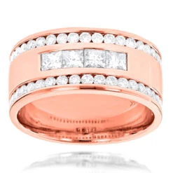 14K White Gold Princess Round Diamond Men's Ring Comfort Fit Diamond Band 2.15ct -H'Hen Sale Store 14k gold princess round diamond mens ring comfort fit diamond band215ct ro