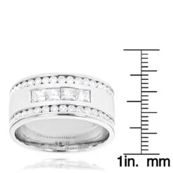 14K White Gold Princess Round Diamond Men's Ring Comfort Fit Diamond Band 2.15ct -H'Hen Sale Store 14k gold princess round diamond mens ring comfort fit diamond band215ct rulerwh