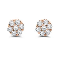 14K White Gold Prong Round Diamond Clusters Earrings 1ct Studs -H'Hen Sale Store 14k gold prong round diamond clusters earrings 100ct p 5812 ro
