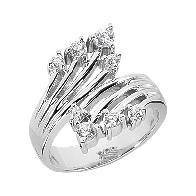 14K White Gold Right Hand Diamond Ladies Ring 0.42ct 3 14K White Gold Right Hand Diamond Ladies Ring 0.42ct