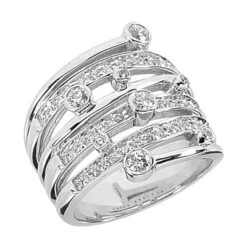 14K White Gold Right Hand Diamond Ladies Ring 1.23ct