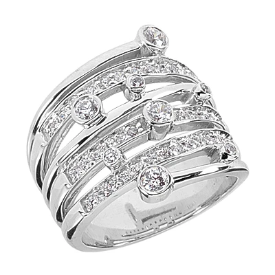 14K White Gold Right Hand Diamond Ladies Ring 1.23ct 3 14K White Gold Right Hand Diamond Ladies Ring 1.23ct
