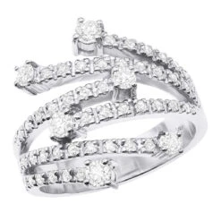 14K White Gold Right Hand Diamond Ring 0.94ct