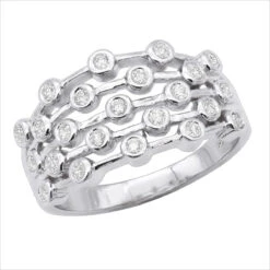 14K White Gold Right Hand Ladies Diamond Ring 0.46ct