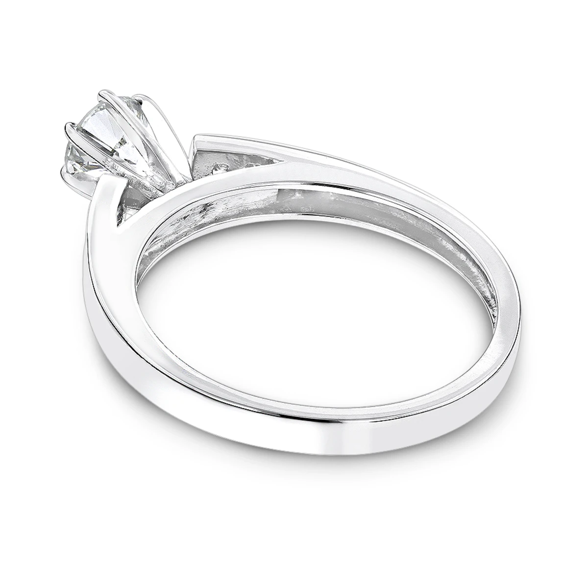 14K White Gold Round And Princess Cut Diamond Engagement Ring 0.75ct 6 14K White Gold Round And Princess Cut Diamond Engagement Ring 0.75ct - Image 4