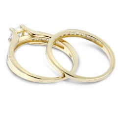 14K Yellow Gold Round And Princess Cut Diamond Engagement Ring Set 1.15ct 11 14K Yellow Gold Round And Princess Cut Diamond Engagement Ring Set 1.15ct -H'Hen Sale Store 14k gold round and princess cut diamond engagement ring set 115ct backye