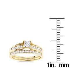 14K Yellow Gold Round And Princess Cut Diamond Engagement Ring Set 1.15ct 13 14K Yellow Gold Round And Princess Cut Diamond Engagement Ring Set 1.15ct -H'Hen Sale Store 14k gold round and princess cut diamond engagement ring set 115ct rulerye