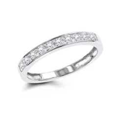 Thin 14K White Gold Round Cut Women's Diamond Wedding Band Ring 0.36ct