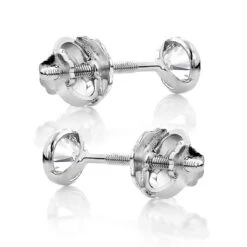 14K White Gold Round Diamond Bezel Stud Earrings 0.50ct -H'Hen Sale Store 14k gold round diamond bezel stud earrings 050ct p 7058 backwh