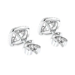 14K White Gold Round Diamond Cluster Earrings Studs 1.5ct By Luxurman -H'Hen Sale Store 14k gold round diamond cluster earrings studs 16ct by luxurman backwh