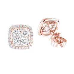 14K White Gold Round Diamond Cluster Earrings Studs 1.5ct By Luxurman -H'Hen Sale Store 14k gold round diamond cluster earrings studs 16ct by luxurman ro