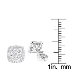 14K White Gold Round Diamond Cluster Earrings Studs 1.5ct By Luxurman -H'Hen Sale Store 14k gold round diamond cluster earrings studs 16ct by luxurman rulerwh