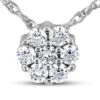 14K White Gold Round Diamond Cluster Pendant 0.14ct