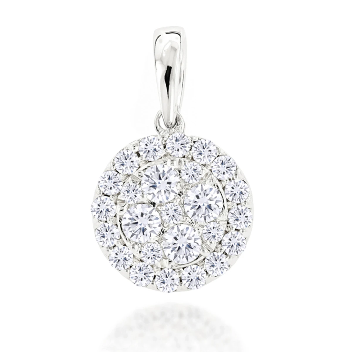 14K Yellow Gold Round Diamond Cluster Pendant For Women 0.88ct 4 14K Yellow Gold Round Diamond Cluster Pendant For Women 0.88ct - Image 2