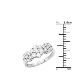 14K White Gold Round Diamond Cluster Ring Flower 0.78ct -H'Hen Sale Store 14k gold round diamond cluster ring flower 078ct p 5829 rulerwh