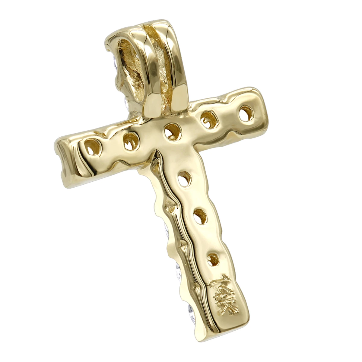 14K Yellow Gold Round Diamond Cross Necklace 0.33ct 6 14K Yellow Gold Round Diamond Cross Necklace 0.33ct - Image 4
