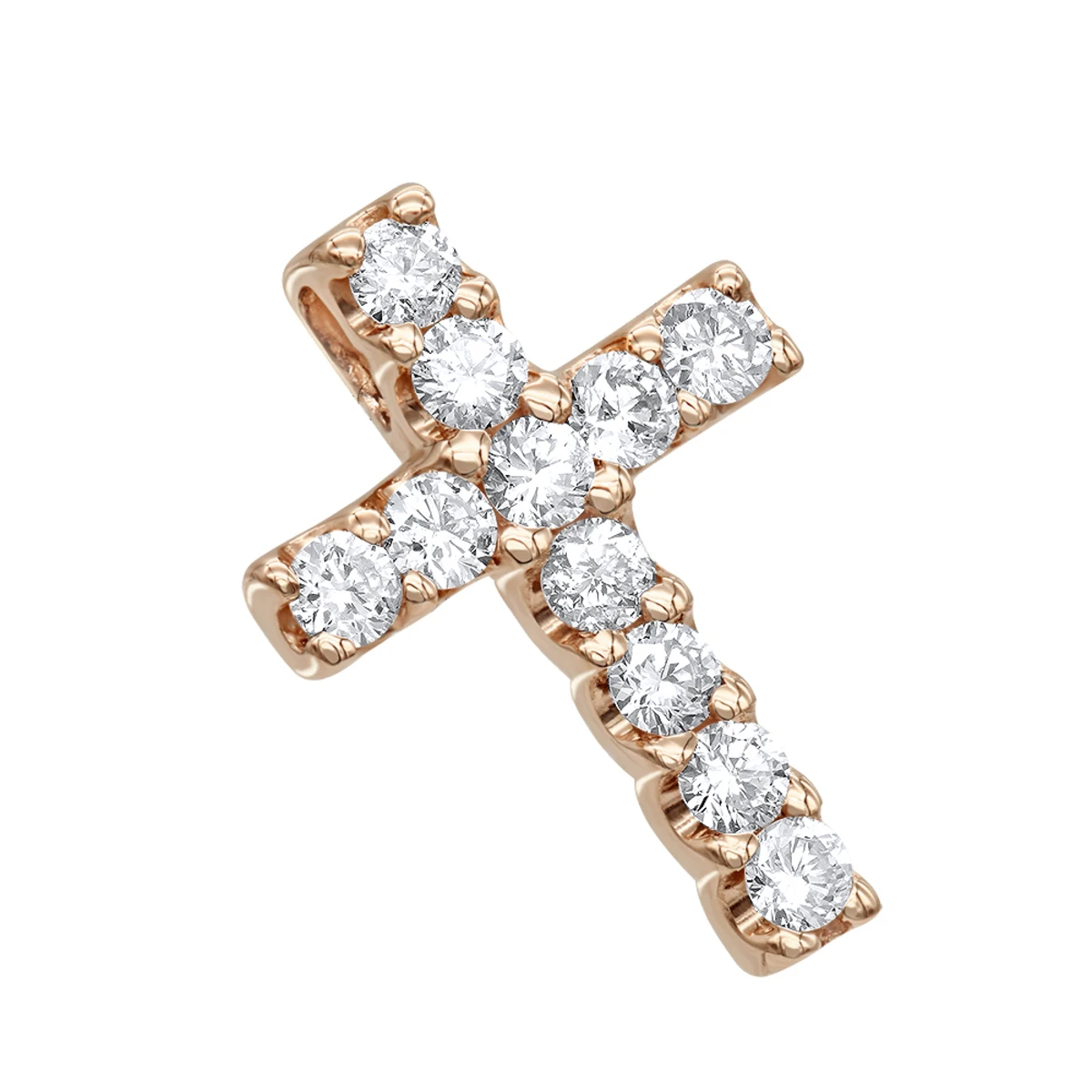 14K Yellow Gold Round Diamond Cross Necklace 0.33ct 5 14K Yellow Gold Round Diamond Cross Necklace 0.33ct - Image 3