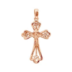 14K White Gold Round Diamond Cross Necklace 0.70ct -H'Hen Sale Store 14k gold round diamond cross necklace 070ct p 26525 backro