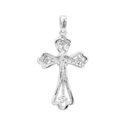 14K White Gold Round Diamond Cross Necklace 0.70ct -H'Hen Sale Store 14k gold round diamond cross necklace 070ct p 26525 backwh