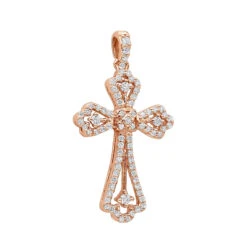 14K White Gold Round Diamond Cross Necklace 0.70ct -H'Hen Sale Store 14k gold round diamond cross necklace 070ct p 26525 ro