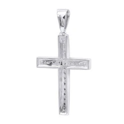 14K White Gold Round Diamond Cross Necklace 1.36ct -H'Hen Sale Store 14k gold round diamond cross necklace 136ct p 26526 backwh