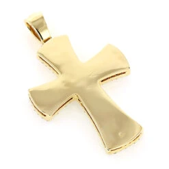 14K Yellow Gold Round Diamond Cross Pendant 1.2ct -H'Hen Sale Store 14k gold round diamond cross necklace 141ct p 26530 backye