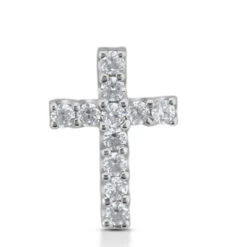 14K White Gold Round Diamond Cross Necklace 1.65ct