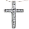 14K White Gold Round Diamond Cross Pendant 0.16ct