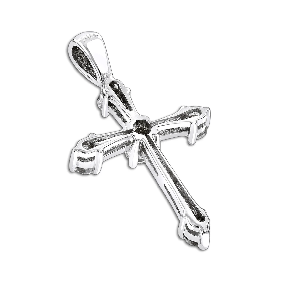 14K White Gold Round Diamond Cross Pendant 0.33ct 17mm 5 Stones 6 14K White Gold Round Diamond Cross Pendant 0.33ct 17mm 5 Stones - Image 4