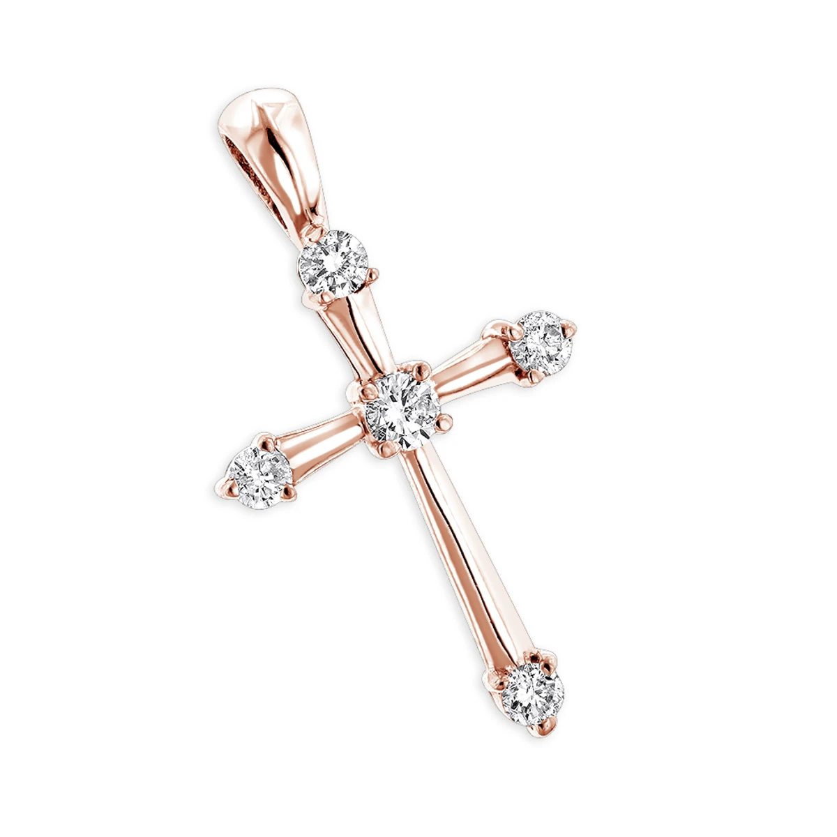 14K White Gold Round Diamond Cross Pendant 0.33ct 17mm 5 Stones 5 14K White Gold Round Diamond Cross Pendant 0.33ct 17mm 5 Stones - Image 3