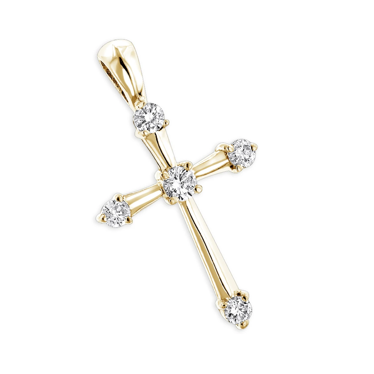 14K White Gold Round Diamond Cross Pendant 0.33ct 17mm 5 Stones 4 14K White Gold Round Diamond Cross Pendant 0.33ct 17mm 5 Stones - Image 2