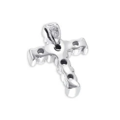 14K White Gold Round Diamond Cross Pendant 0.30ct 10.3mm -H'Hen Sale Store 14k gold round diamond cross pendant 030ct p 26563 backwh