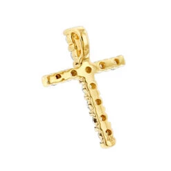 14K Yellow Gold Round Diamond Cross Pendant 0.33ct 14mm 10 14K Yellow Gold Round Diamond Cross Pendant 0.33ct 14mm -H'Hen Sale Store 14k gold round diamond cross pendant 033ct p 26547 backye
