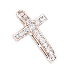 14K White Gold Round Diamond Cross Pendant By Luxurman 0.59ct -H'Hen Sale Store 14k gold round diamond cross pendant 059ct p 26564 ro