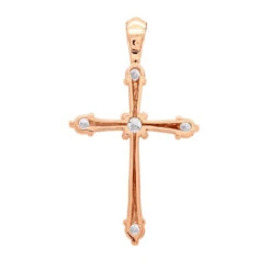 14K White Gold Round Diamond Cross Pendant 0.73ct -H'Hen Sale Store 14k gold round diamond cross pendant 073ct p 26553 backro