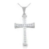 14K White Gold Round Diamond Cross Pendant 1.27ct