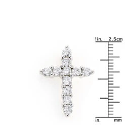 14K White Gold Round Diamond Cross Pendant 1.32ct 17.5mm -H'Hen Sale Store 14k gold round diamond cross pendant 132ct p 26508 rulerwh