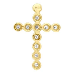 14K Yellow Gold Round Diamond Cross Pendant 1.32ct 24mm -H'Hen Sale Store 14k gold round diamond cross pendant 132ct p 26520 backye
