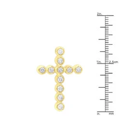 14K Yellow Gold Round Diamond Cross Pendant 1.32ct 24mm -H'Hen Sale Store 14k gold round diamond cross pendant 132ct p 26520 rulerye