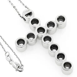 Large 14K Yellow Gold Round Diamond Cross Pendant For Men 2.75ct -H'Hen Sale Store 14k gold round diamond cross pendant 275ct p 26515 backwh